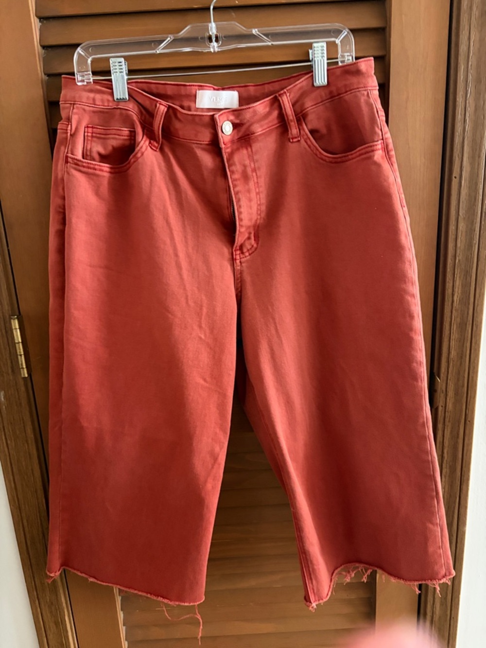 Women's Rust Red High-Rise Denim Shorts